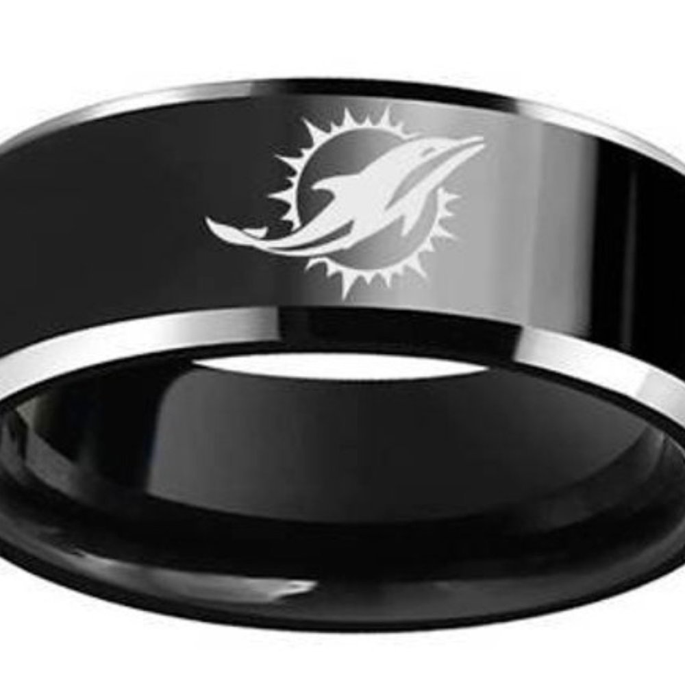 Miami Dolphins Stainless Steel Band Ring